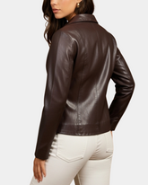 Women Classic Zip Fastening Leather Jacket Julia Zenith Brown